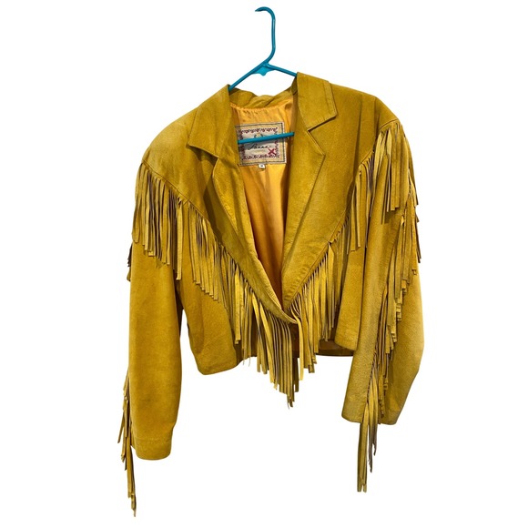Lanna New York Jackets & Blazers - Lanna New York Suede Fringe Jacket Western Boho Style Mustard Yellow Size M
